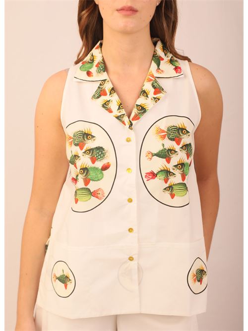 Sleeveless shirt with fish print Laboratorio Capri | AMBERALLOVERELBETOVAL